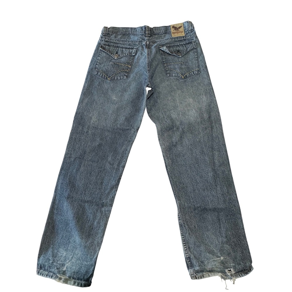 Chams Jeans Mens 36 Baggy skater Denim Ramie Cotton Frayed Hem Vintage Y2K 90s